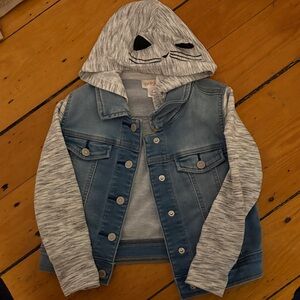 Cat & Jack Blue Denim Jacket with Gray Hood